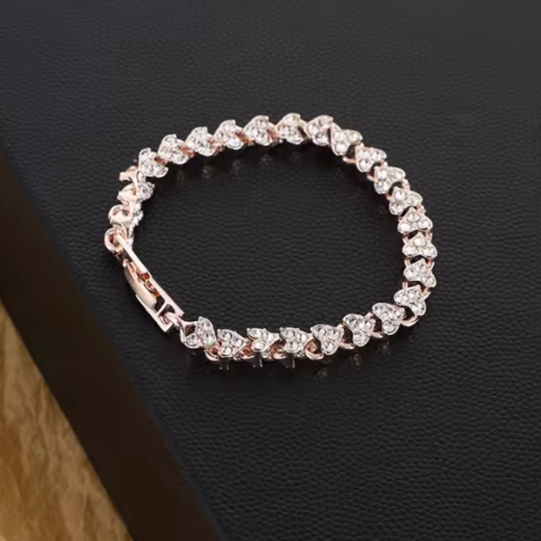 Crystal Heart Bracelet - Rose Gold