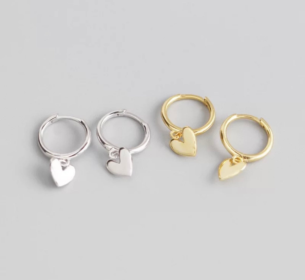 Heart Drop Earrings - Silver