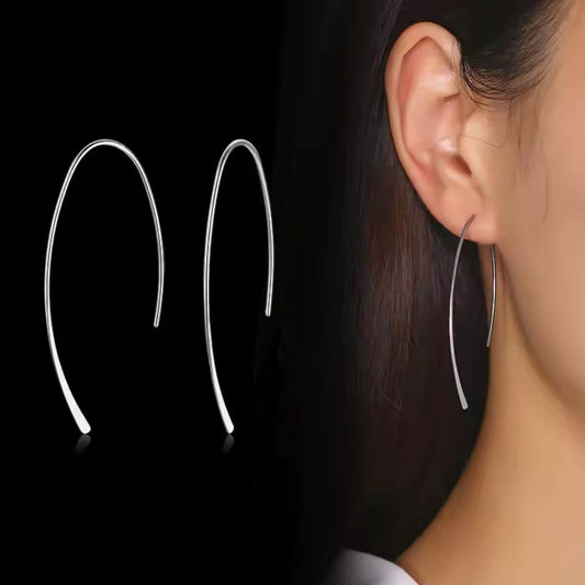 Three Quarter Hoop Earrings - Silver