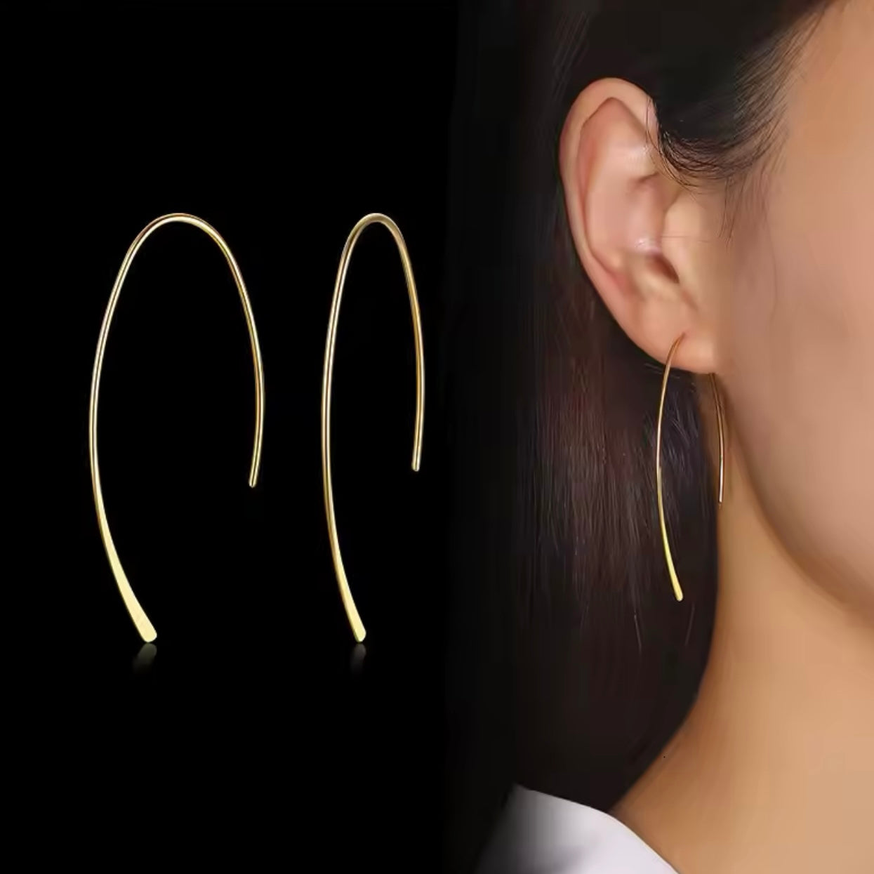 Three Quarter Hoop Earrings - Gold
