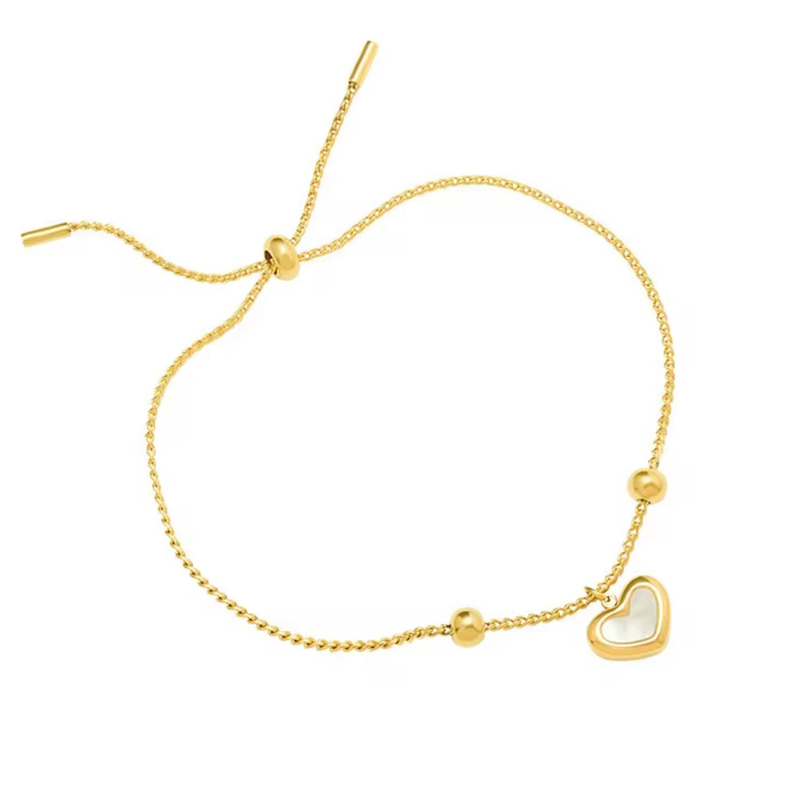 Tie String Heart Bracelet - Gold