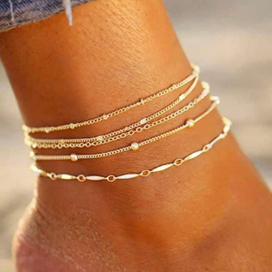 Five Chain Anklet - Gold