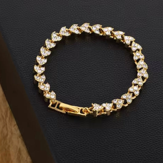 Crystal Heart Bracelet - Gold
