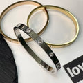 Crystal Charm Bangle - Silver