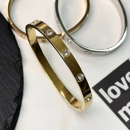 Crystal Charm Bangle - Gold