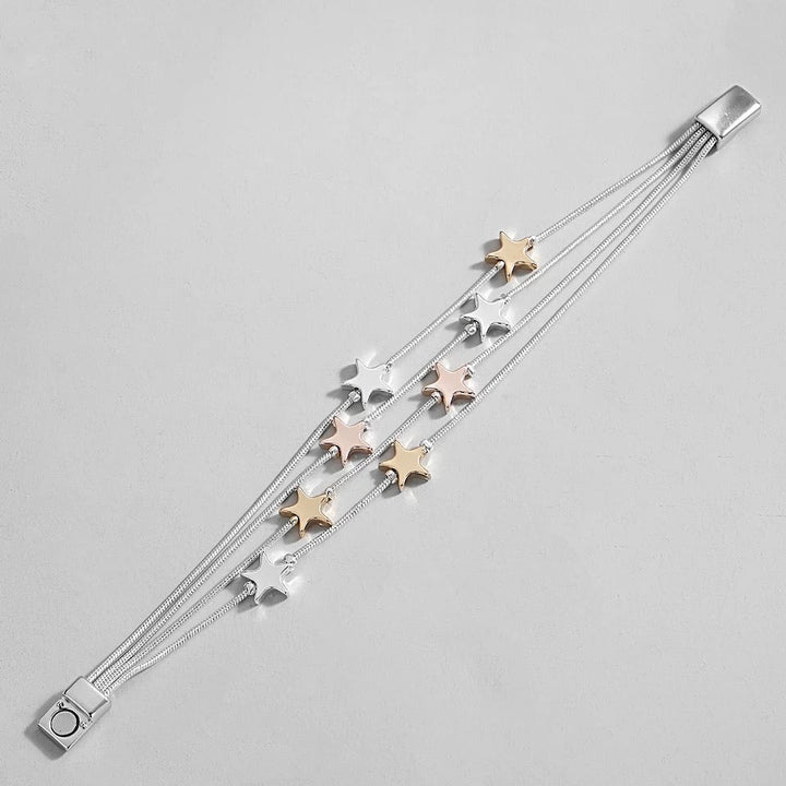 Multi Star String Bracelet - Gold, Rose Gold & Silver