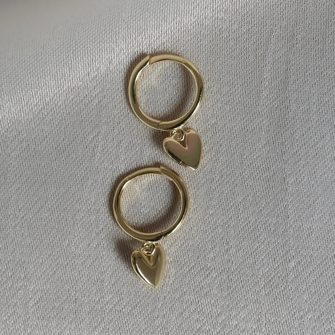 Heart Drop Earrings - Gold