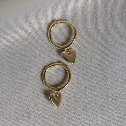 Heart Drop Earrings - Gold