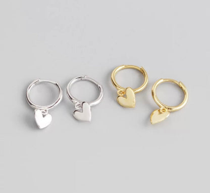 Heart Drop Earrings - Silver