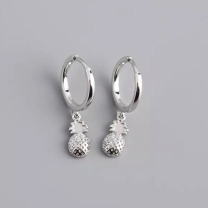 Pineapple Drop Earrings - Silver