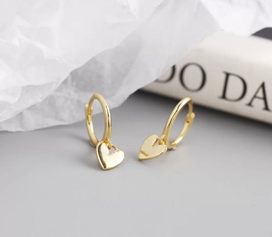 Heart Drop Earrings - Gold