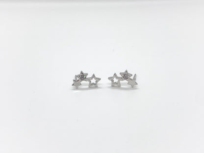 Small Triple Glitter Star Earrings