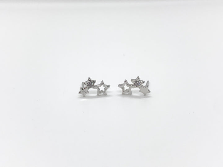 Small Triple Glitter Star Earrings
