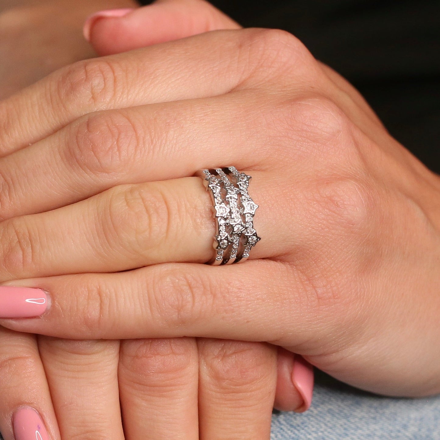 Glitter Star String Ring